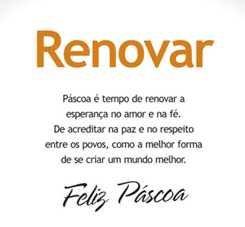 Mensagem de Feliz Páscoa renovar