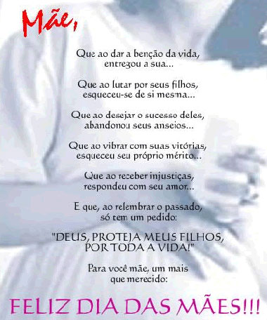 Para você Mãe Feliz Dia das Mães