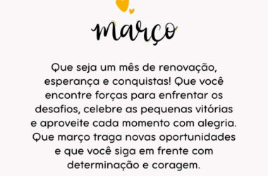 Março que seja um mês de renovação