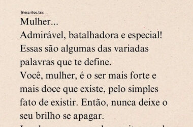 Mulher batalhadora admirável e especial